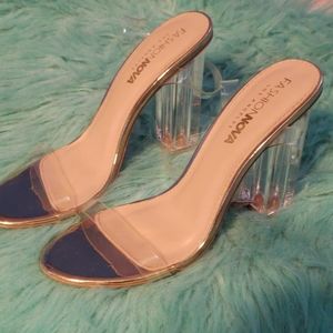Clear/ Gold heels